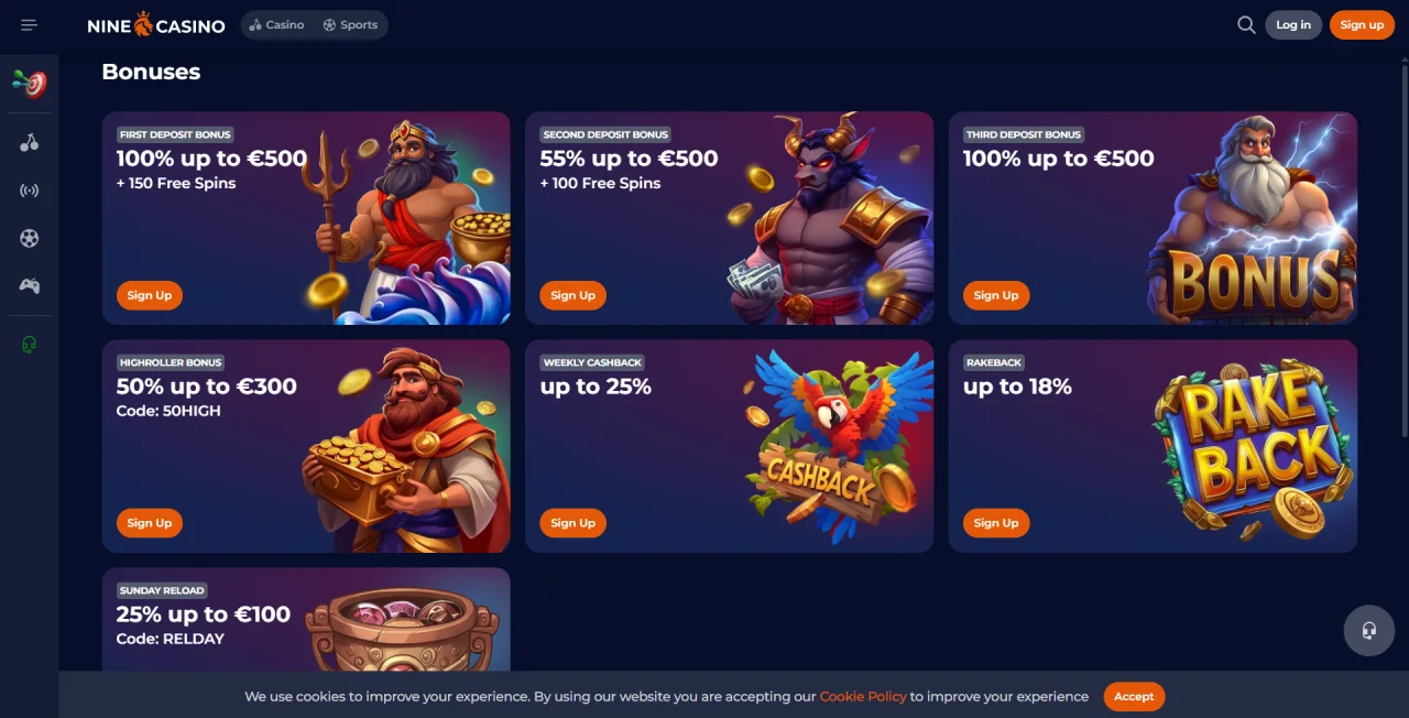 Nine Casino Bonusser